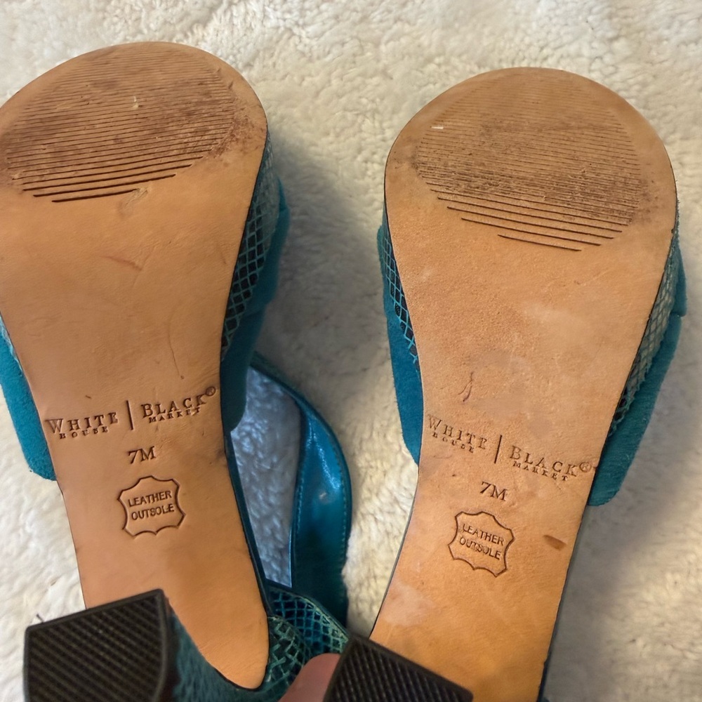 White House Black Market Turquoise Peep-Toe Heels - Picture 6 of 7